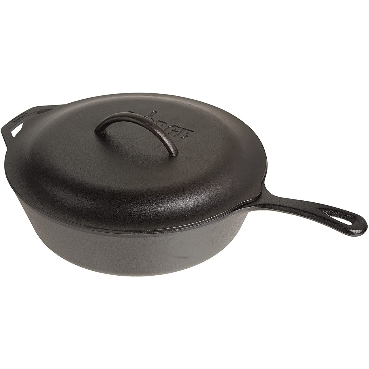 Lodge Pre-Seasoned Cast Deep Skillet with Iron Cover and Assist Handle, 5 Quart, Black